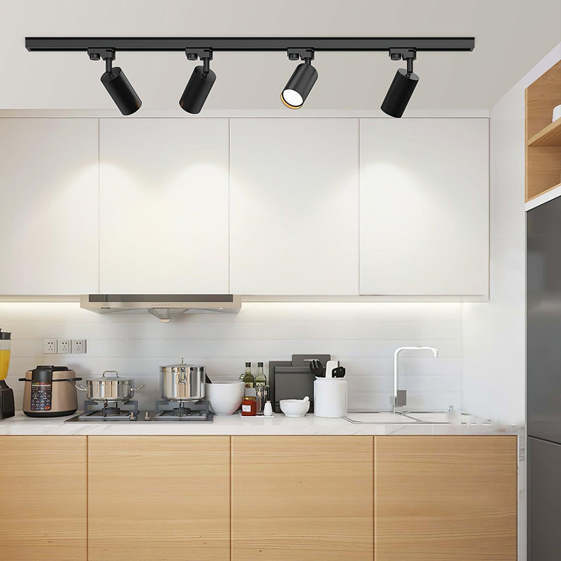 Adjustable spotlight track ceiling light dimmable bedroom kitchen office — white black gold 3 to 5 lamps