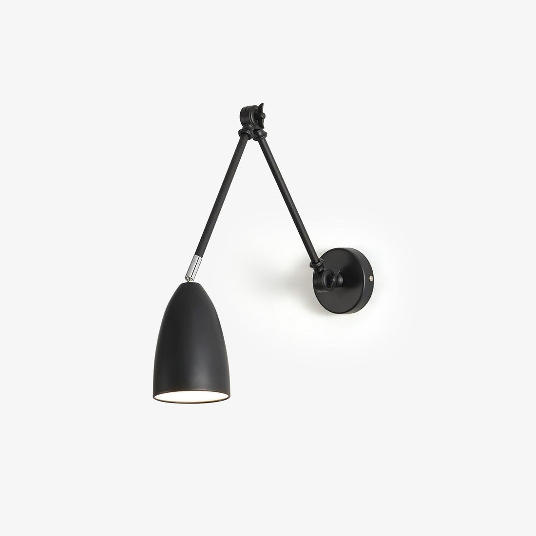 Adjustable swing arm wall lamp black matte bedroom reading bedside — 3.9 inch