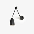 Adjustable swing arm wall lamp black matte bedroom reading bedside — 3.9 inch