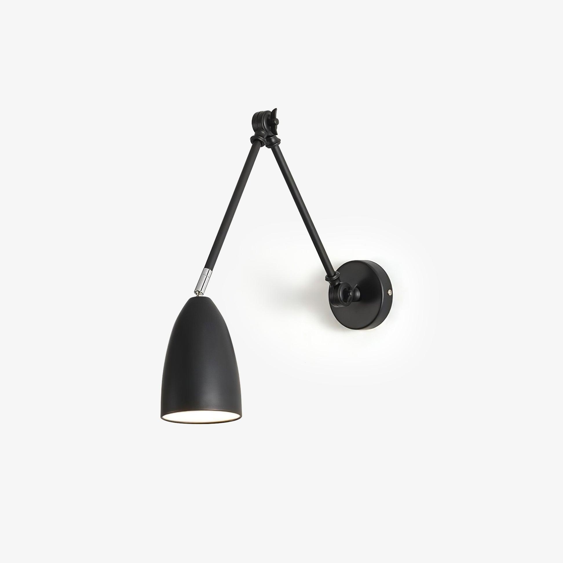 Adjustable swing arm wall lamp black matte bedroom reading bedside — 3.9 inch