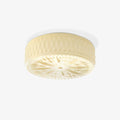 Adler flush mount ceiling light fabric shade dimmable bedroom hallway — white beige 15 inch