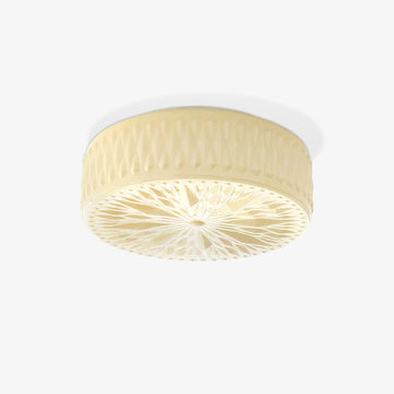 Adler flush mount ceiling light fabric shade dimmable bedroom hallway — white beige 15 inch