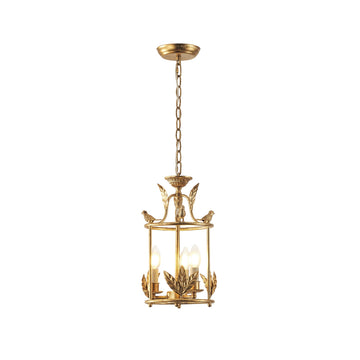 Brighton Lantern Pendant Lamp Geometric Metal Frame Glass LED Warm White Kitchen Dining — Brass Black