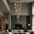 Crystal Rock Grand chandelier dimmable staircase entry living room — 3 to 12 heads gold