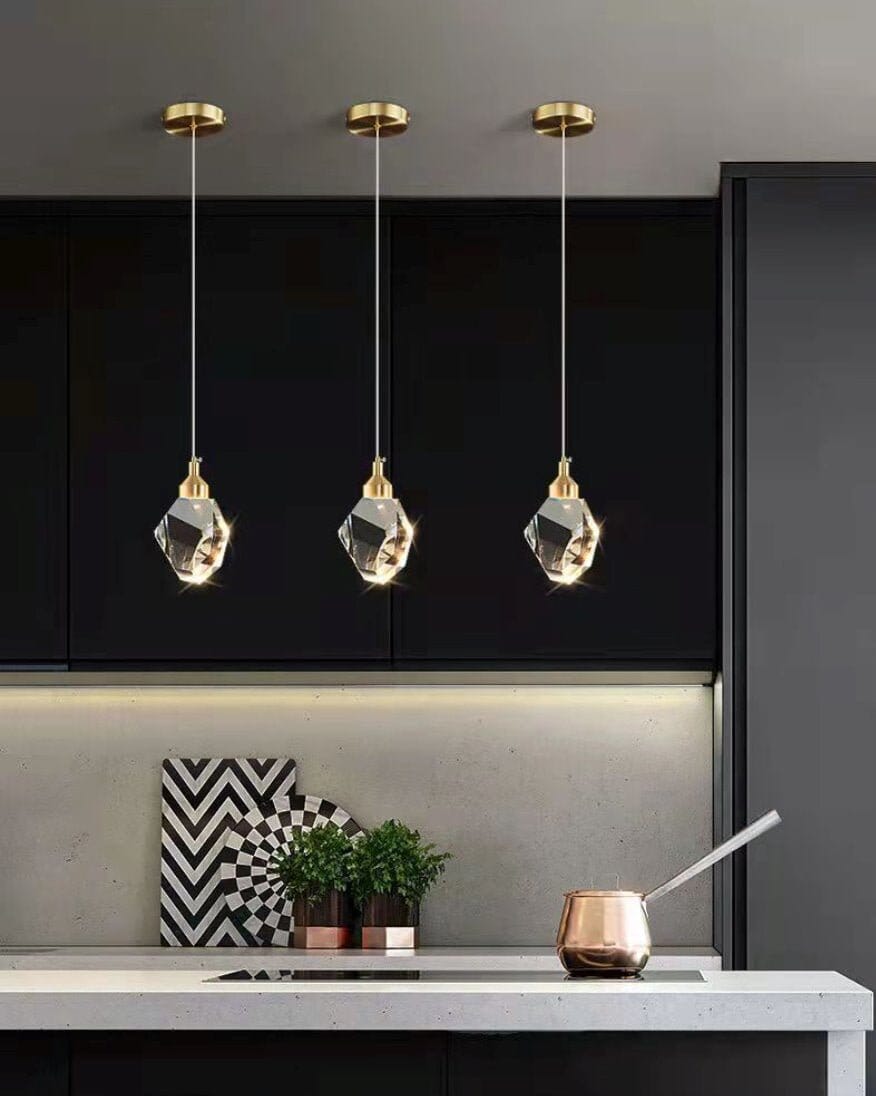 Crystal Rocks K9 pendant wall light minimalist bedroom living room office — warm cool changeable