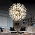 DANDELION crystal bloom chandelier dimmable dining room bedroom — gold silver 15 to 23 inch