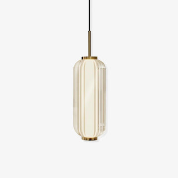 Linear Glass Tube Pendant Light Gold Hardware Warm Cool LED Dining Room Bedroom — 3 Heights