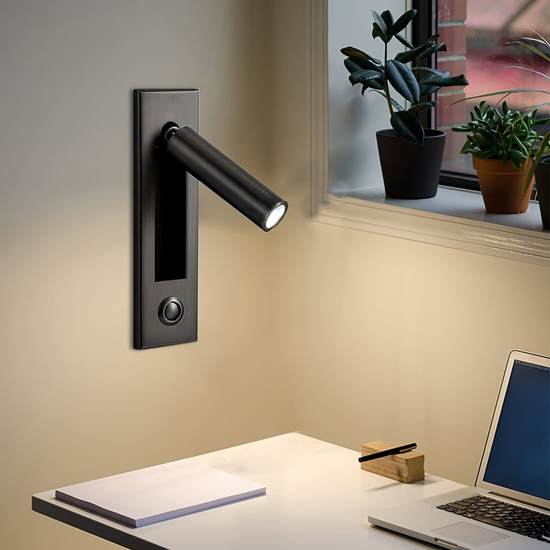 Adjustable Bedside Reading Wall Light Integrated LED Fold-Out Flush Mount Bedroom — Black Copper Nickel