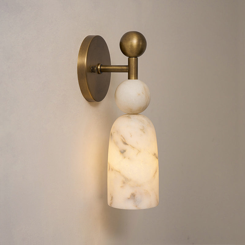 Flume Alabaster Wall Lamp Natural Stone LED Elongated Form Bedroom Living Room — 3 Size Options