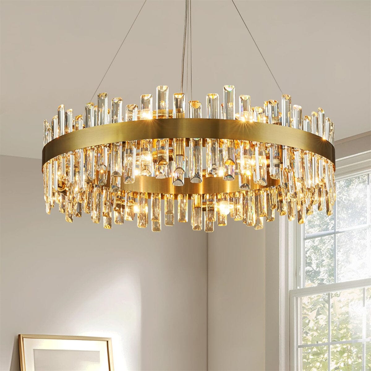 GOLDEN ICE luxury K9 crystal chandelier dining room living room — 23 to 35 inch gold