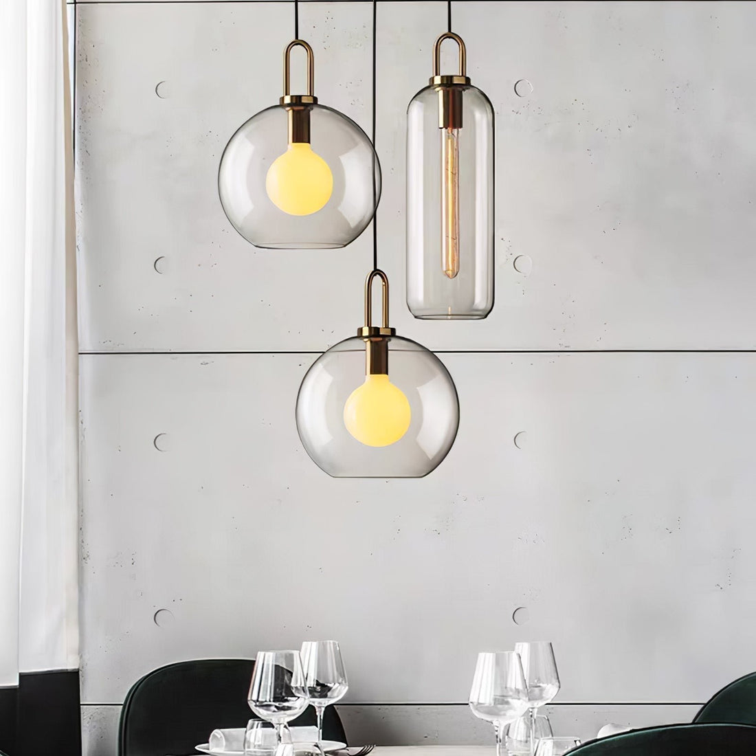 Clear Glass Cylinder Pendant Light Minimalist Hardwired Dining Room Bedroom — 3 Sizes Transparent Frosted