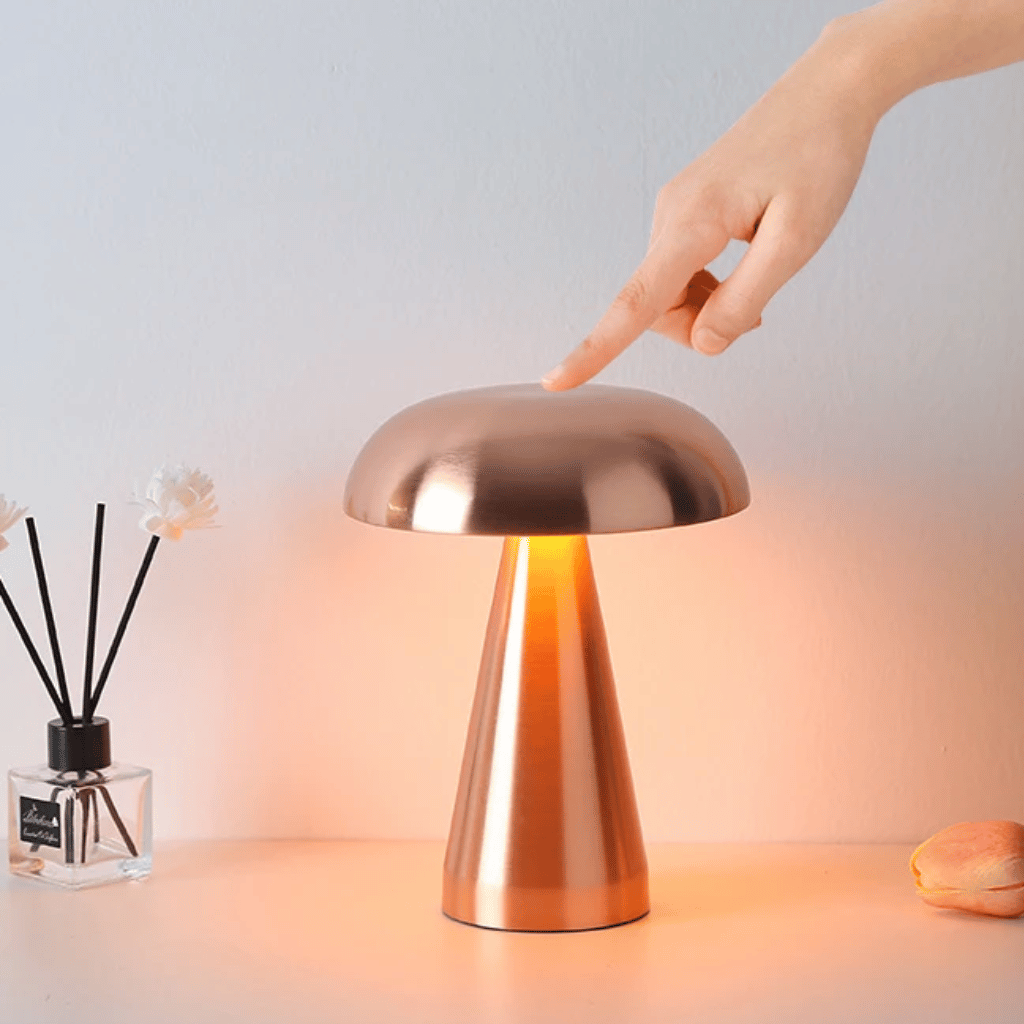 Retro mushroom LED table lamp rechargeable touch sensor dimmable bedside night light — 5 colors
