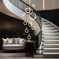 HALO wood ring LED chandelier dimmable dining room living room staircase — 1 to 5 rings