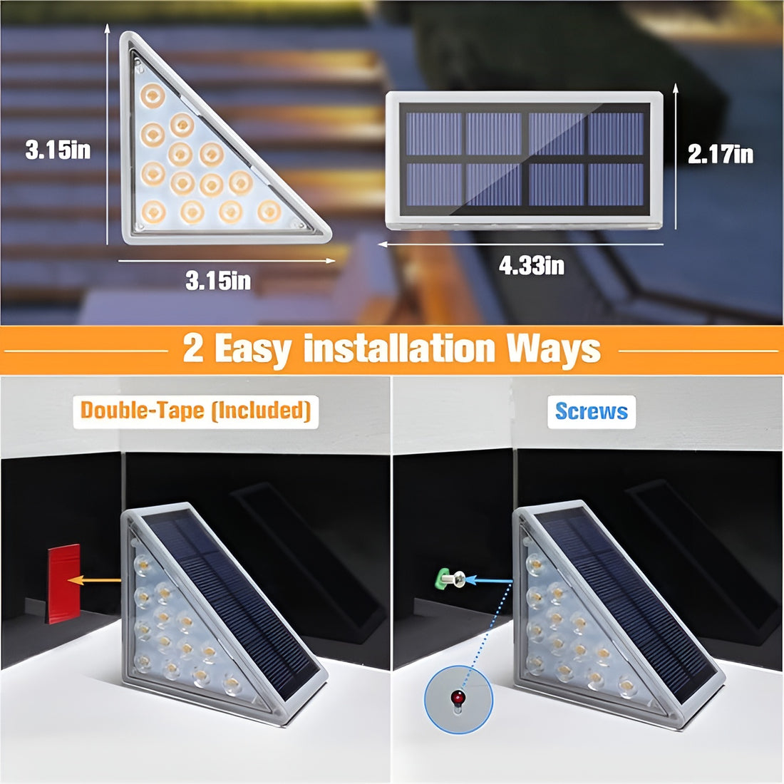 Solar pathway lights warm white 2700K IP67 stainless steel outdoor garden — 6-pack, 12-pack and 24-pack