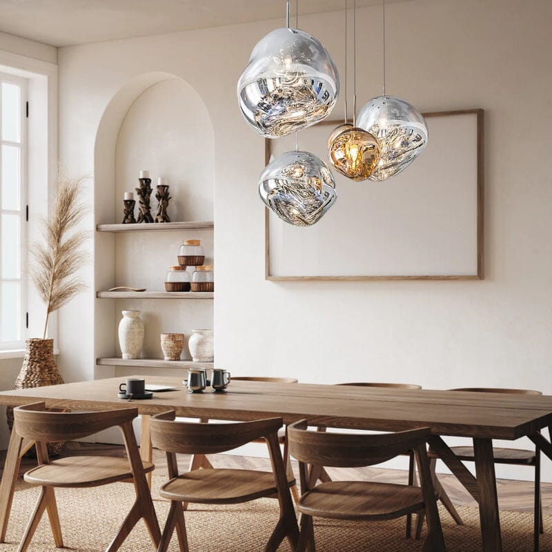 LAVA acrylic pendant light height adjustable dimmable dining room living room — gold silver