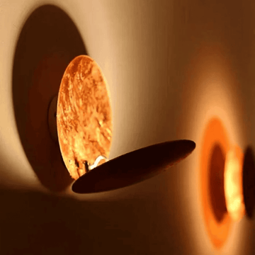 Moon Eclipse copper LED wall sconce rotatable modern bedroom living room — 7 to 9 inch
