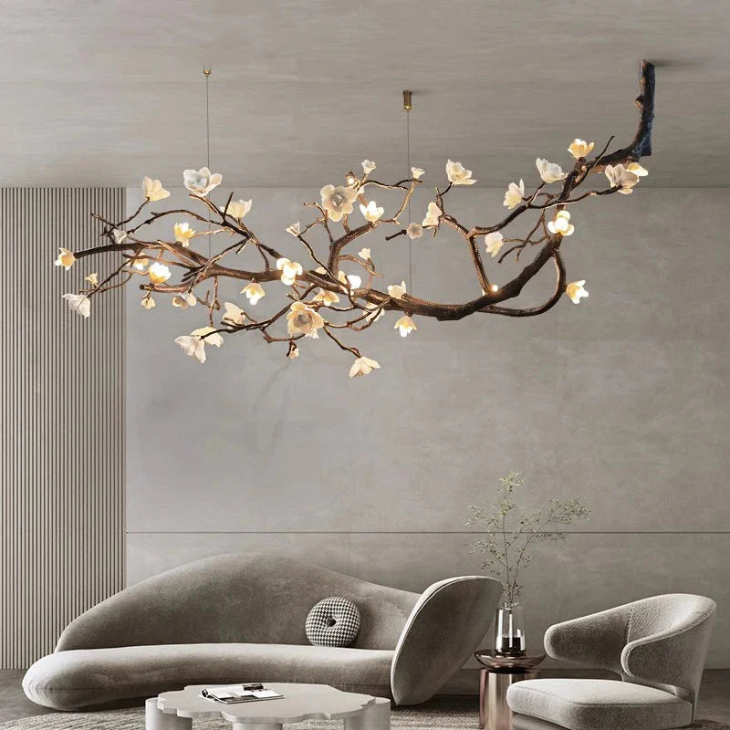 Minas rustic tree branch chandelier dimmable grand dining room living room staircase — 47 to 70 inch