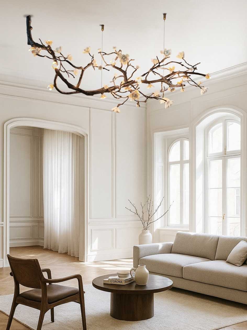 Minas rustic tree branch chandelier dimmable grand dining room living room staircase — 47 to 70 inch