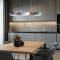 Nordic modern wood fixture pendant light 3-head dimmable dining room living room — white grey