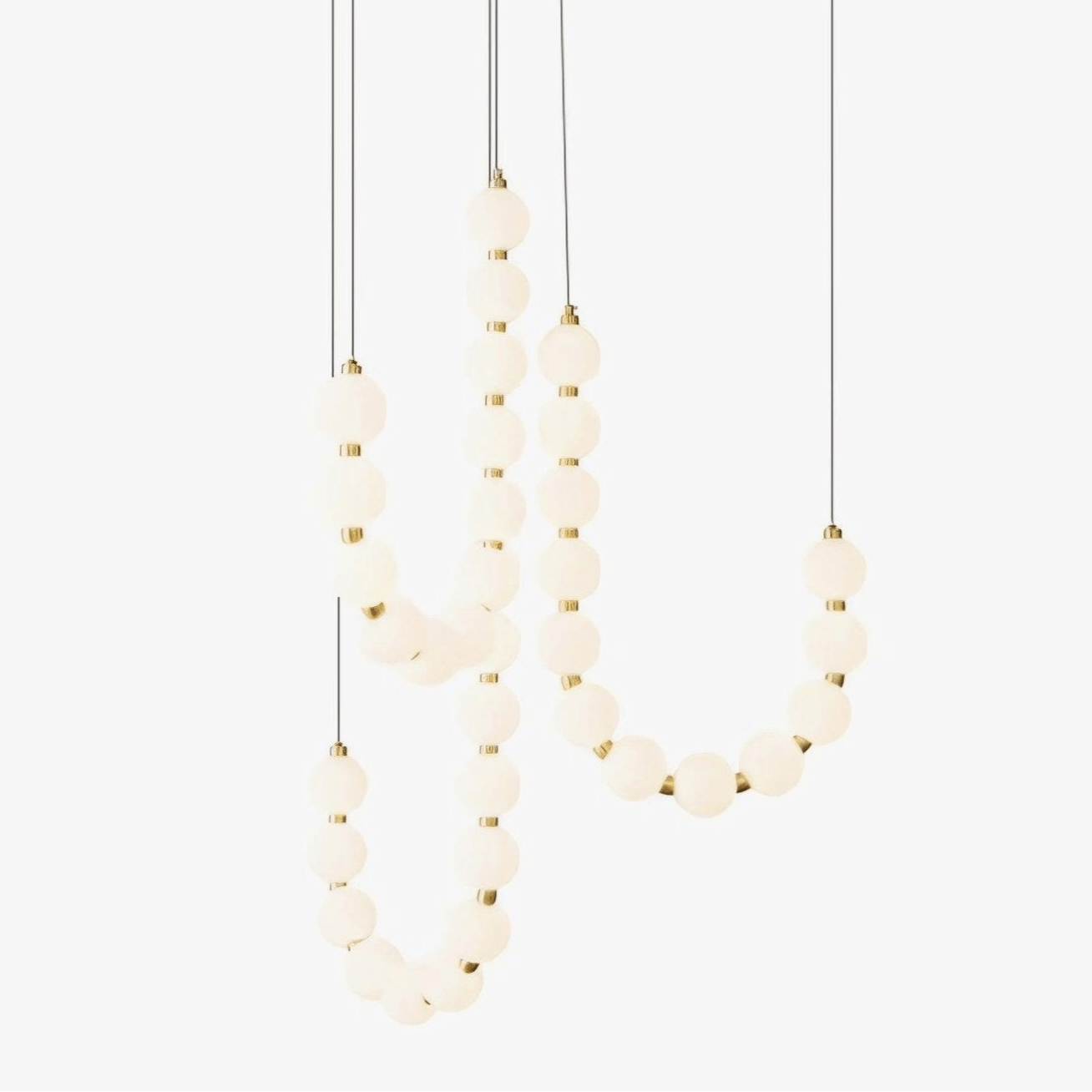 Acrylic pearl necklace chandelier brass chrome dimmable bedroom dining room — 17 to 29 inch