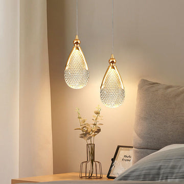 Gilded serenity gold crystal pendant light bedroom living room kitchen island — raindrop ring hammer