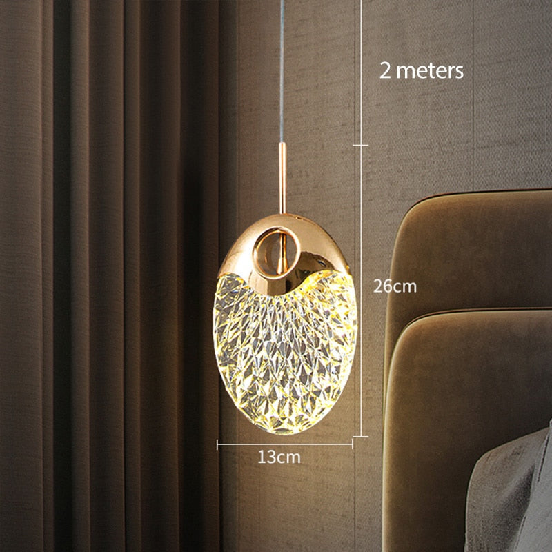 Gilded serenity gold crystal pendant light bedroom living room kitchen island — raindrop ring hammer