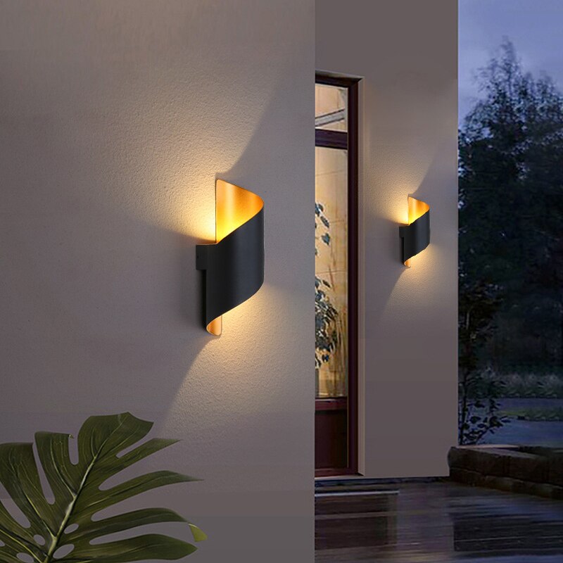 Modern curl twisted LED wall light dimmable bedroom living room — white black small medium large