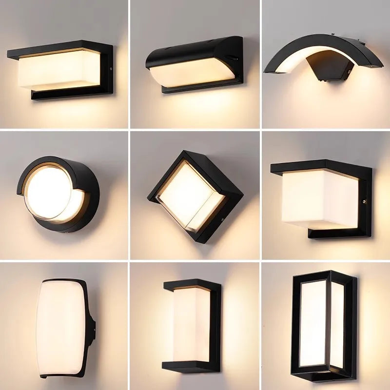 Motion sensor outdoor LED wall light waterproof porch courtyard garden — 3 styles warm cool