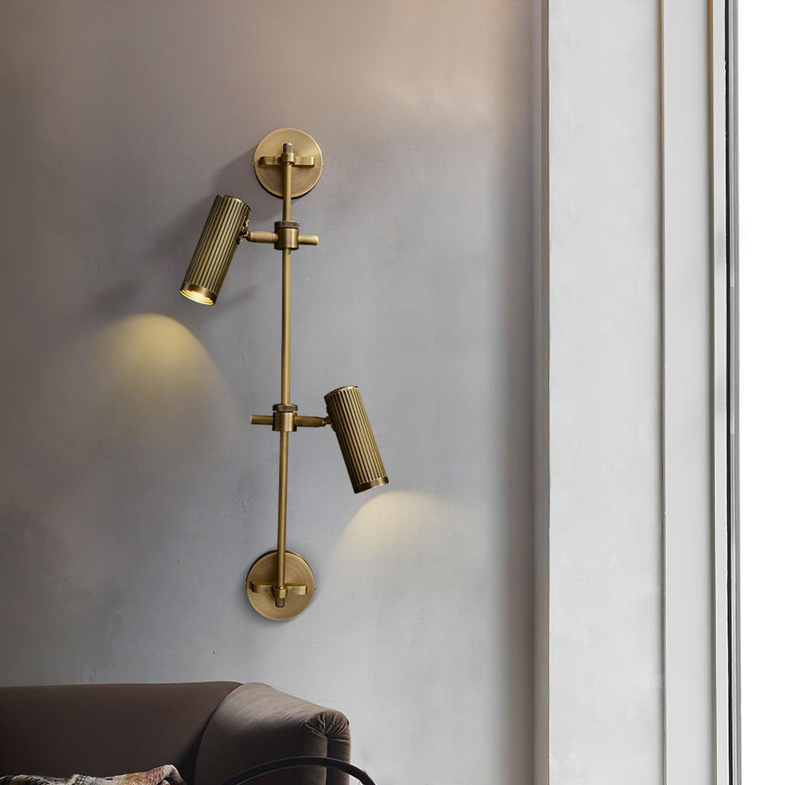 Adjustable Spot Rail Wall Light Brass 90-360 Degree Swivel Indoor Bedroom Living Room — 1 Head 2 Heads Bronze