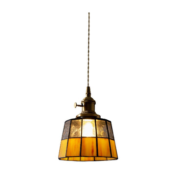 Stained Glass Mini Pendant Light Colored Glass Kitchen Bar Dining Room — Green Orange