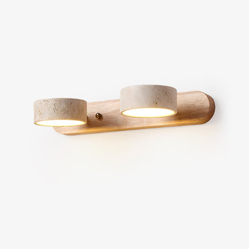 Travertine duo LED wall light natural stone dimmable bedroom living room — 2 to 3 lights