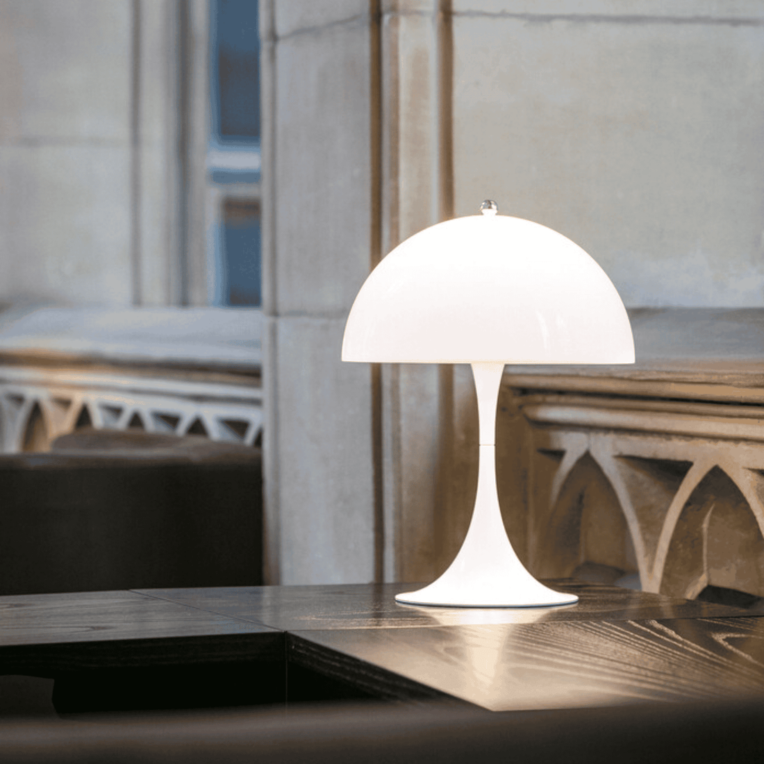 GlowCap retro LED desk light minimalist Scandinavian bedside dining — white silver chrome