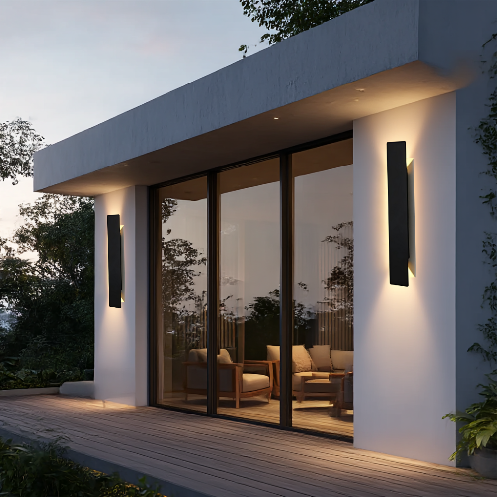 Waterproof LED aluminum strip wall light indoor outdoor bedroom porch — black 2W to 18W