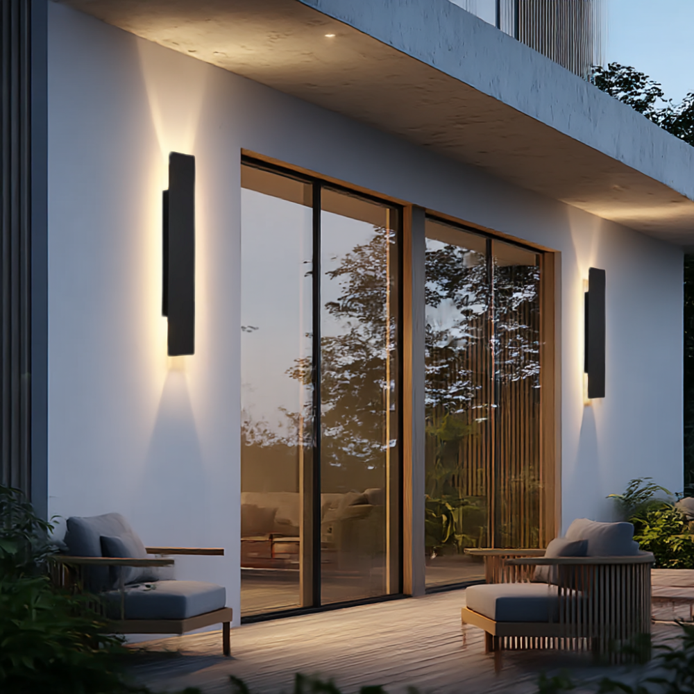 Waterproof LED aluminum strip wall light indoor outdoor bedroom porch — black 2W to 18W