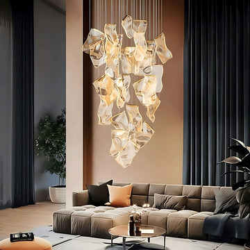 ZEPHYR acrylic wave chandelier remote dimmable dining room living room — 6 to 10 lights gold black silver