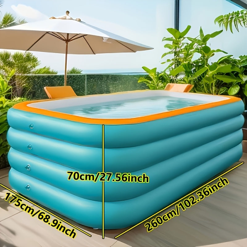 4-Layer Large Inflatable Family Swimming Pool, Thick Durable PVC for Backyard Parties