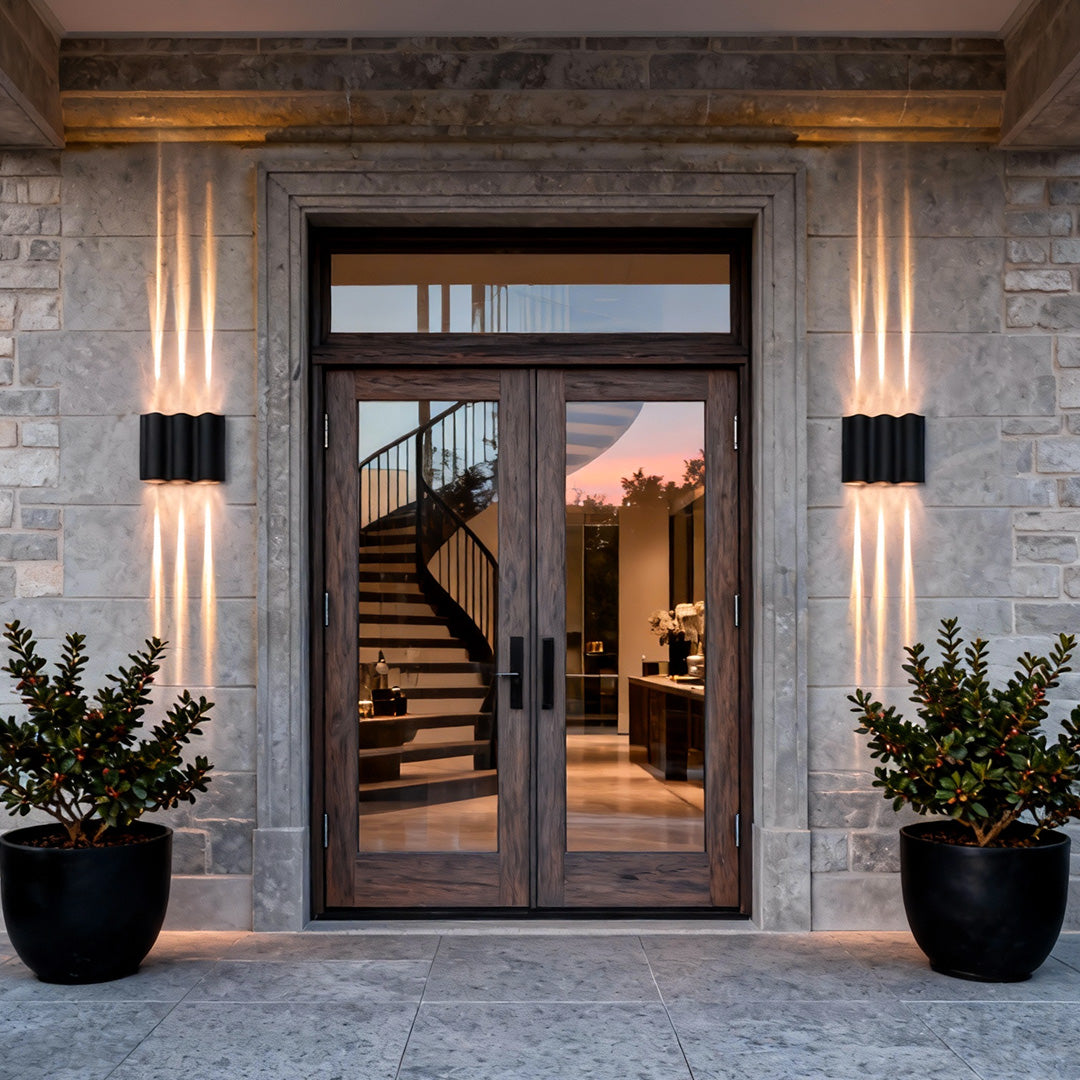 Beam wave wall sconce outdoor LED up-down aluminum weatherproof modern — white sets of 2 to 8