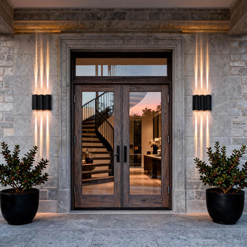 Beam wave wall sconce outdoor LED up-down aluminum weatherproof modern — white sets of 2 to 8