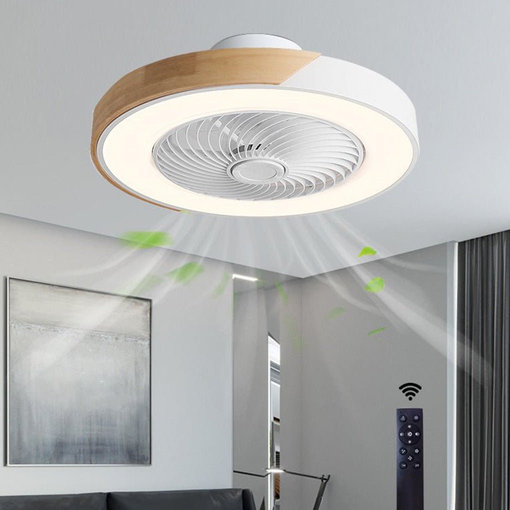 Bladeless flush mount ceiling fan LED light remote dimmable bedroom living room — 4 colors