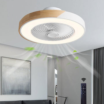 Bladeless flush mount ceiling fan LED light remote dimmable bedroom living room — 4 colors
