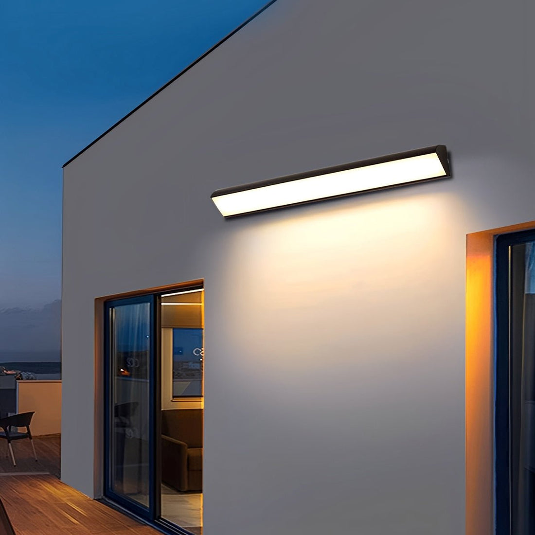 Outdoor waterproof LED strip wall light minimalist porch exterior hardwired — black white 15 to 47 inch