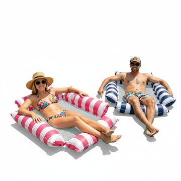Adult Inflatable Pool Float Bed with Cooling Mesh, Portable Foldable Water Lounge Chair