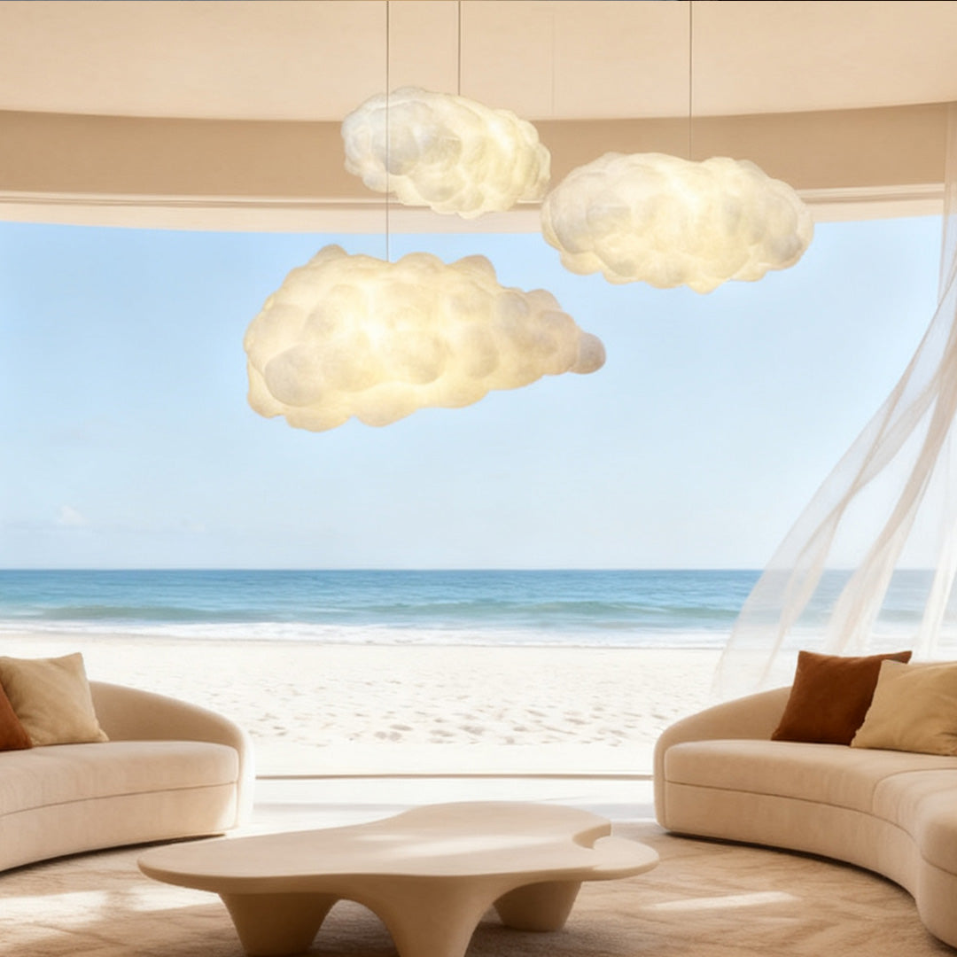 Cloud pendant light modern 3D design fabric LED ceiling bedroom living room — single to sets of 8