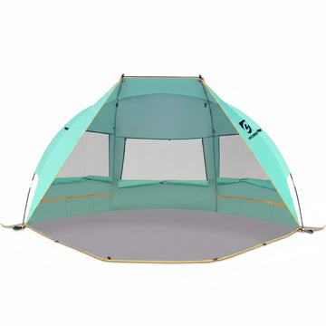 3-Person Beach Tent Sun Shelter UPF 50+ with Waterproof PE Floor & Mesh Windows