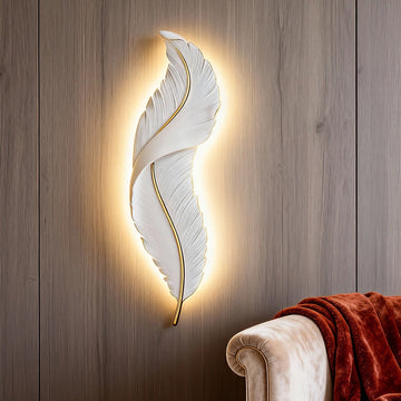 Feather resin wall light modern LED bedroom corridor dimmable — white blue 7 to 9 inch