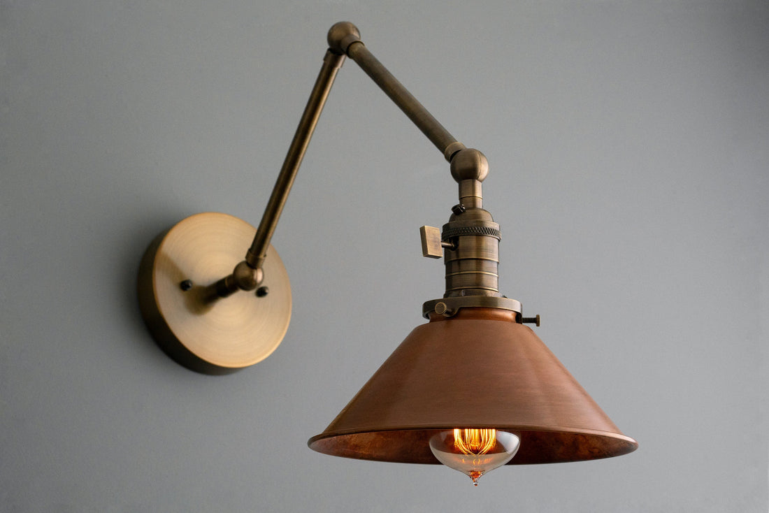 Tiered Brass Wall Sconce Layered Shade Bedroom Living Room — 5 Finishes