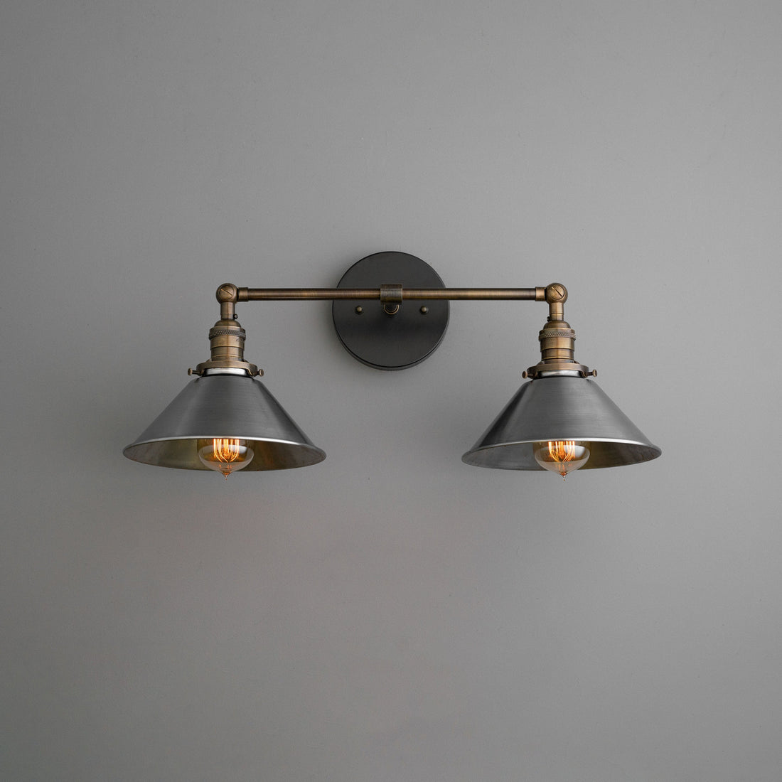 Dual-Light Vanity Sconce Brass Black Bathroom Mirror Wall Light Symmetrical Pair — 5 Finishes
