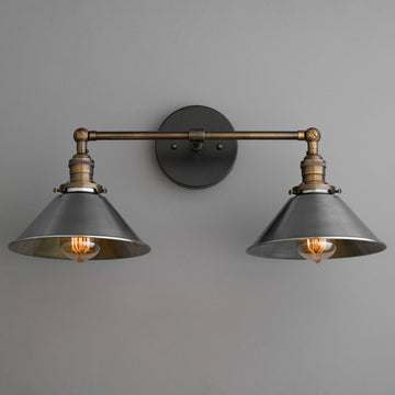Dual-Light Vanity Sconce Brass Black Bathroom Mirror Wall Light Symmetrical Pair — 5 Finishes