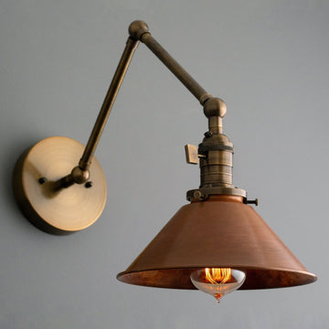 Tiered Brass Wall Sconce Layered Shade Bedroom Living Room — 5 Finishes