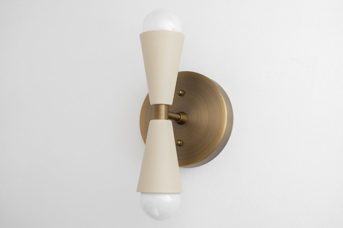 Cream Glass Shade Wall Sconce Brass Nickel Bedroom Living Room Hallway — 6 Finishes